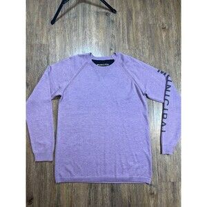 Mens Municipal Sport Utility Gear Sweater Purple Merino Wool Blend Crew Sz M
